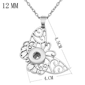 Butterfly Necklace 46cm chain fit 12MM chunks snaps jewelry