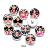 20MM  girl  head  portrait  Print   glass  snaps buttons