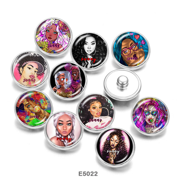 20MM  head portrait  girl  Print   glass  snaps buttons