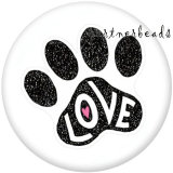 20MM dog Pattern  Love  Print   glass  snaps buttons