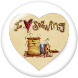 20MM  Love to Sew  Print   glass  snaps buttons