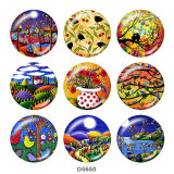 20MM  color   Flower   Print   glass  snaps buttons