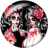 20MM   skull   girl   Print   glass  snaps buttons