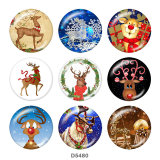 20MM  Christmas  Deer  Print   glass  snaps buttons