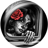 20MM   skull   girl   Print   glass  snaps buttons