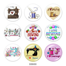 20MM  Love to Sew  Print   glass  snaps buttons