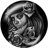 20MM   skull   girl   Print   glass  snaps buttons