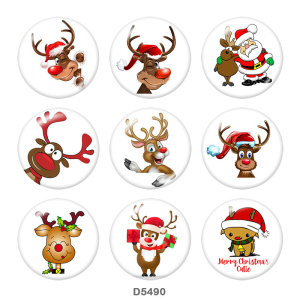 20MM  Christmas  Deer  Print   glass  snaps buttons