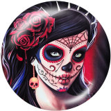 20MM   skull   girl   Print   glass  snaps buttons