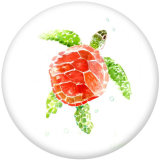 20MM  Sea turtle  Print   glass  snaps buttons Beach Ocean