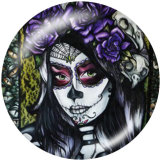 20MM   skull   girl   Print   glass  snaps buttons