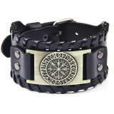 Pirate Bracelet Vintage Compass Men's Wide Leather Bracelet