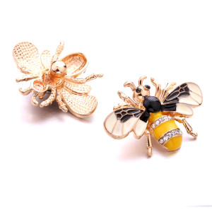 20MM bee metal silver plated with Rhinestone snap charms snaps jewelry
