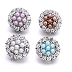 20MM pearl metal silver plated snap charms snaps jewelry