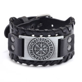Pirate Bracelet Vintage Compass Men's Wide Leather Bracelet