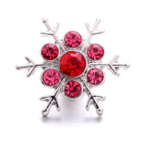 20MM snowflake  metal silver plated with Rhinestone snap charms snaps jewelry