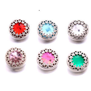 20MM design metal silver plated with Rhinestone snap charms snaps jewelry