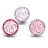 20MM Mom metal silver plated with Rhinestone snap charms snaps jewelry