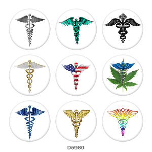 20MM   Nurse   Print   glass  snaps buttons