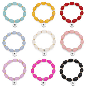 1 buttons With  snap Glass beads Elasticity  bracelet fit18&20MM  snaps jewelry