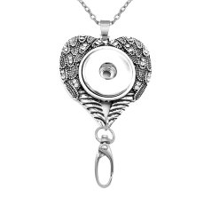 Hook necklace Badge Reel ID holder with 60cm  chain fit 18&20mm chunks snap jewelry  necklace for women