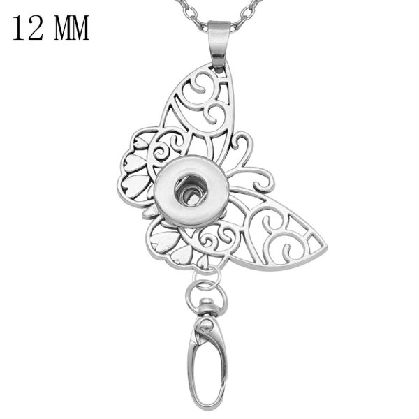 Hook necklace Badge Reel ID holder with  60cm chain fit 12mm chunks snap jewelry  necklace for women