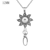 Hook necklace Badge Reel ID holder with  60cm chain fit 12mm chunks snap jewelry  necklace for women