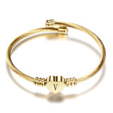 26 letter stainless steel bracelet titanium steel love letter bracelet open ladies Golden bracelet