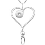 Hook necklace Badge Reel ID holder with 60cm  chain fit 18&20mm chunks snap jewelry  necklace for women