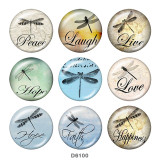 20MM  Dragonfly   Print   glass  snaps buttons