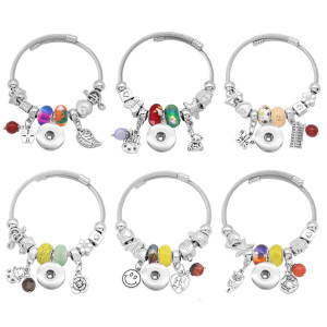 6pcs/lot 1 buttons With  snap Small accessories Elasticity  bracelet fit18&20MM snaps jewelry Random colors and styles
