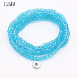80CM 1 buttons With  snap Imitation crystal  Elasticity  bracelet fit12MM snaps jewelry