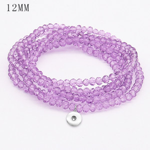 80CM 1 buttons With  snap Imitation crystal  Elasticity  bracelet fit12MM snaps jewelry