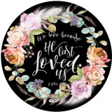 20MM   Flower  words   Print   glass  snaps buttons