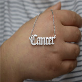 45CM New Stainless Steel Twelve Constellation Necklace Ancient English Letter Clavicle Necklace