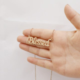 Blessed stainless steel 45CM necklace simple creative letter pendant lucky couple gift