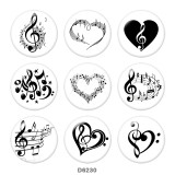 20MM   Music  Print   glass  snaps buttons