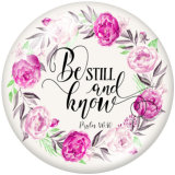 20MM   Flower  words   Print   glass  snaps buttons