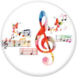 20MM   Music  Print   glass  snaps buttons