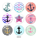 20MM  Ship's   anchor   Print   glass  snaps buttons Beach Ocean