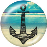 20MM  Ship's   anchor   Print   glass  snaps buttons  Beach Ocean
