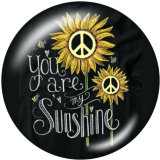 20MM Sun Flower  words   Print   glass  snaps buttons