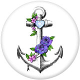 20MM   Flower   Ship's   anchor   Print   glass  snaps buttons  Beach Ocean