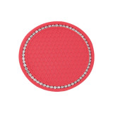 Diamond-studded car coaster silicone car anti-skid pad round thermal insulation soft rubber car diamond-studded water coaster
