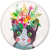 20MM  Cat   Pig Animal flower art   Print   glass  snaps buttons