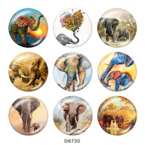 20MM  Elephant   Print   glass  snaps buttons