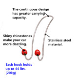 2pcs/lot Hook diamond-studded stainless steel car backrest hook  Mobile phone holder