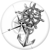 20MM  Ship's   anchor   Print   glass  snaps buttons Beach Ocean