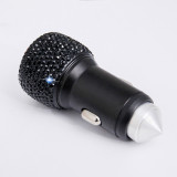 New diamond car mobile phone safety hammer charger dual USB fast charging diamond car mobile phone aluminum alloy car charger
