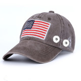American flag summer sunscreen fit 18mm snap button beige Peaked cap snap button jewelry